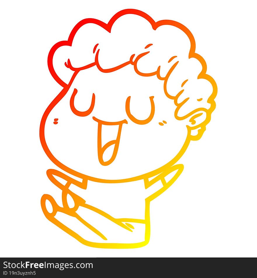 warm gradient line drawing of a laughing cartoon man