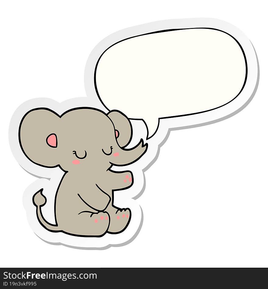 cartoon elephant with speech bubble sticker. cartoon elephant with speech bubble sticker