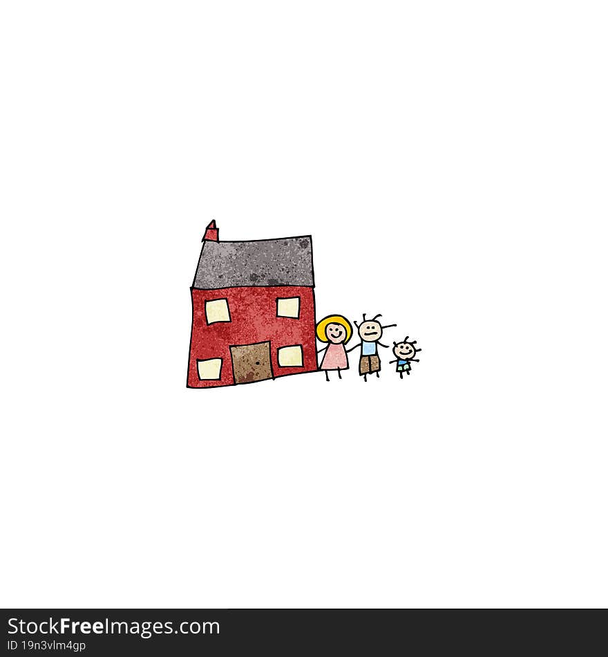 child\'s drawing of a family home