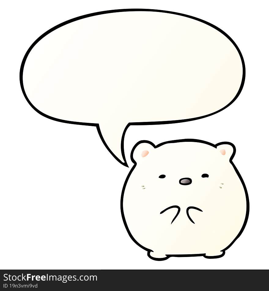 cute cartoon polar bear and speech bubble in smooth gradient style