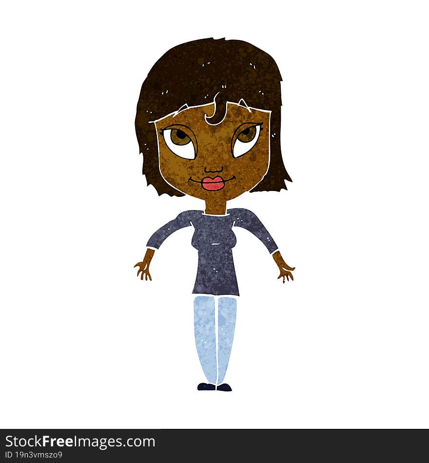 cartoon girl shrugging shoulders