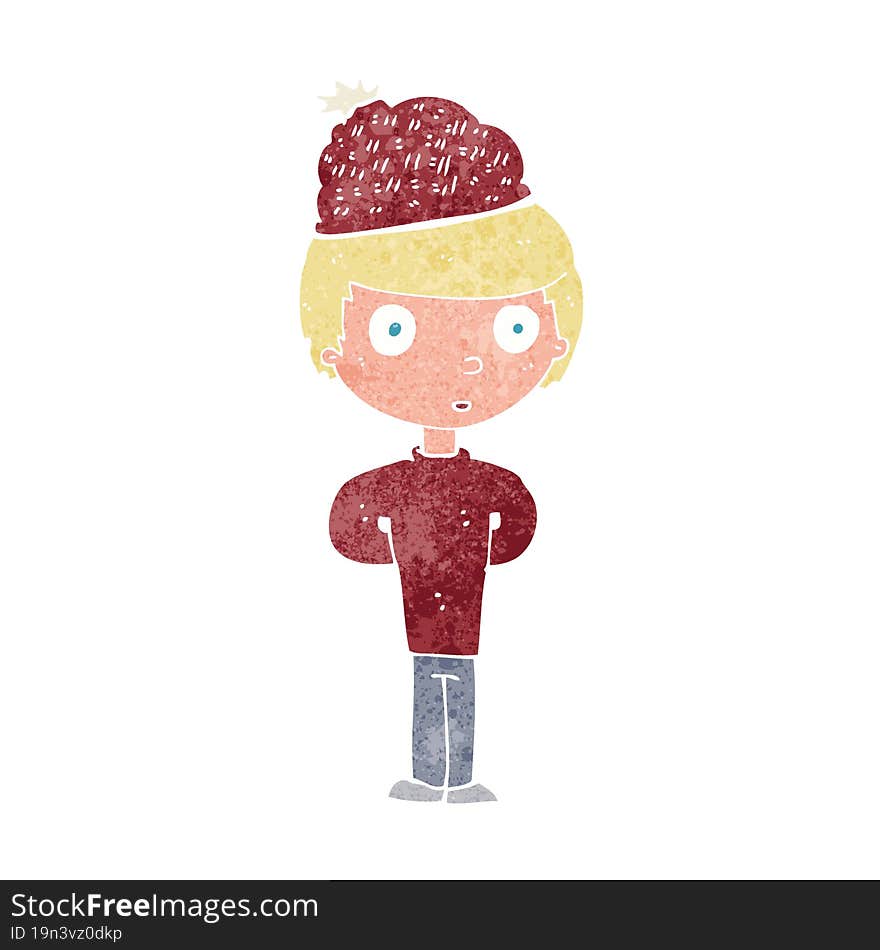 cartoon man wearing winter hat