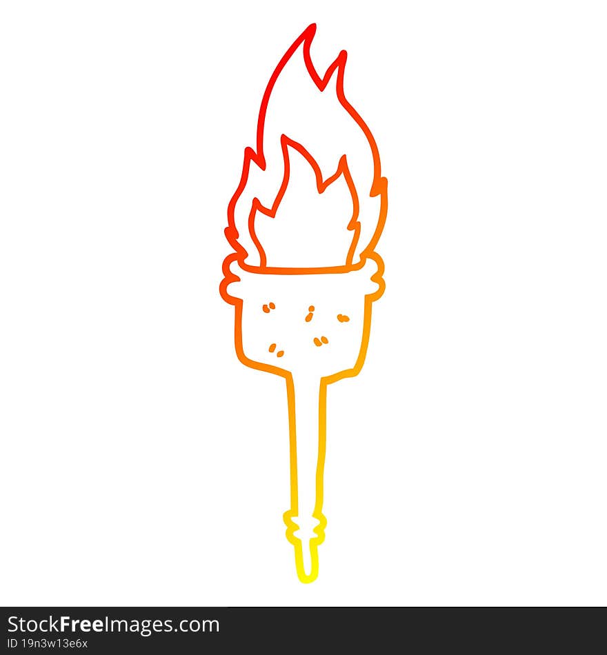 warm gradient line drawing cartoon flaming torch