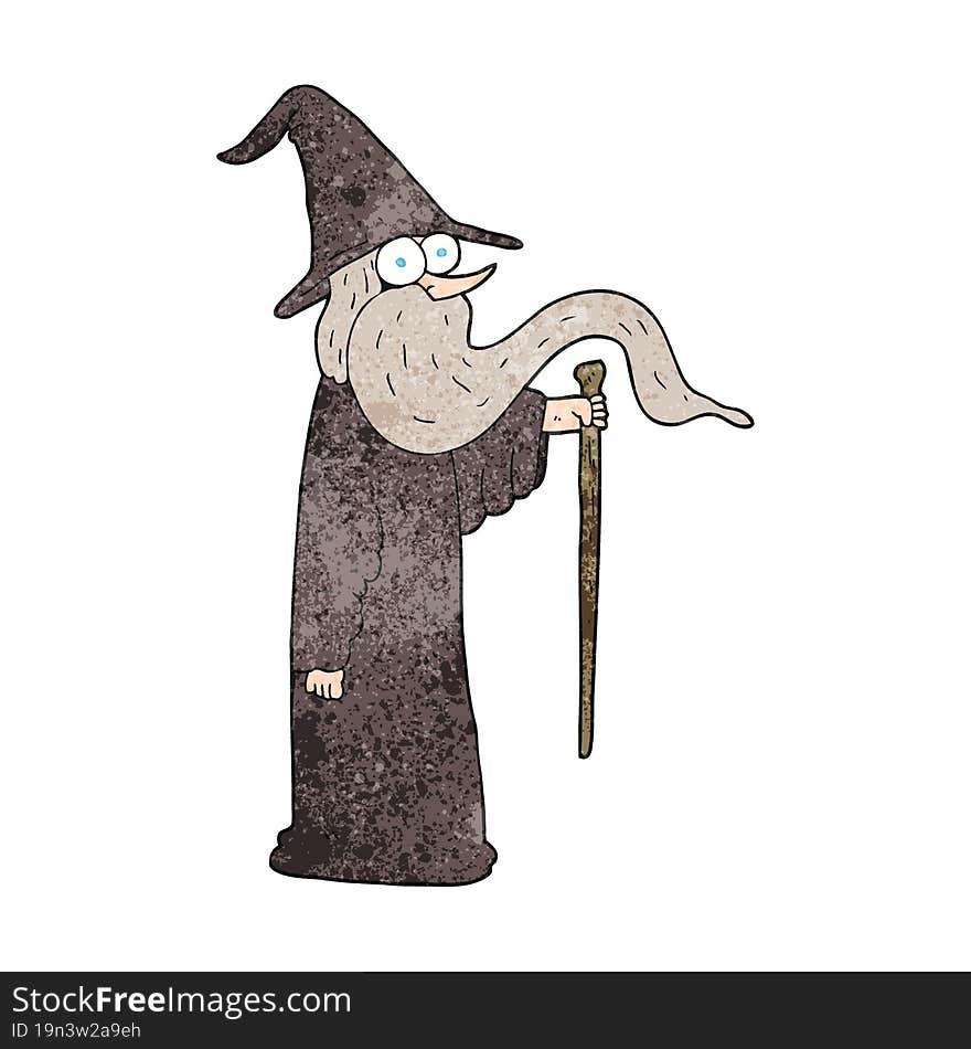 freehand textured cartoon wizard