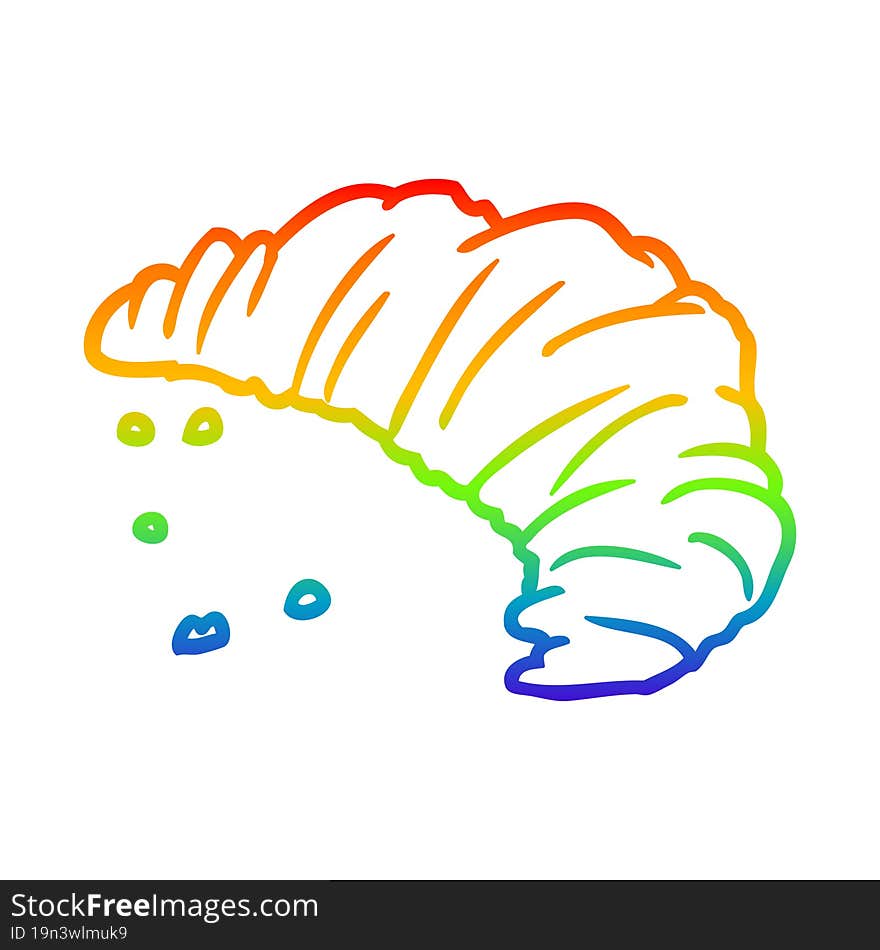 rainbow gradient line drawing croissant