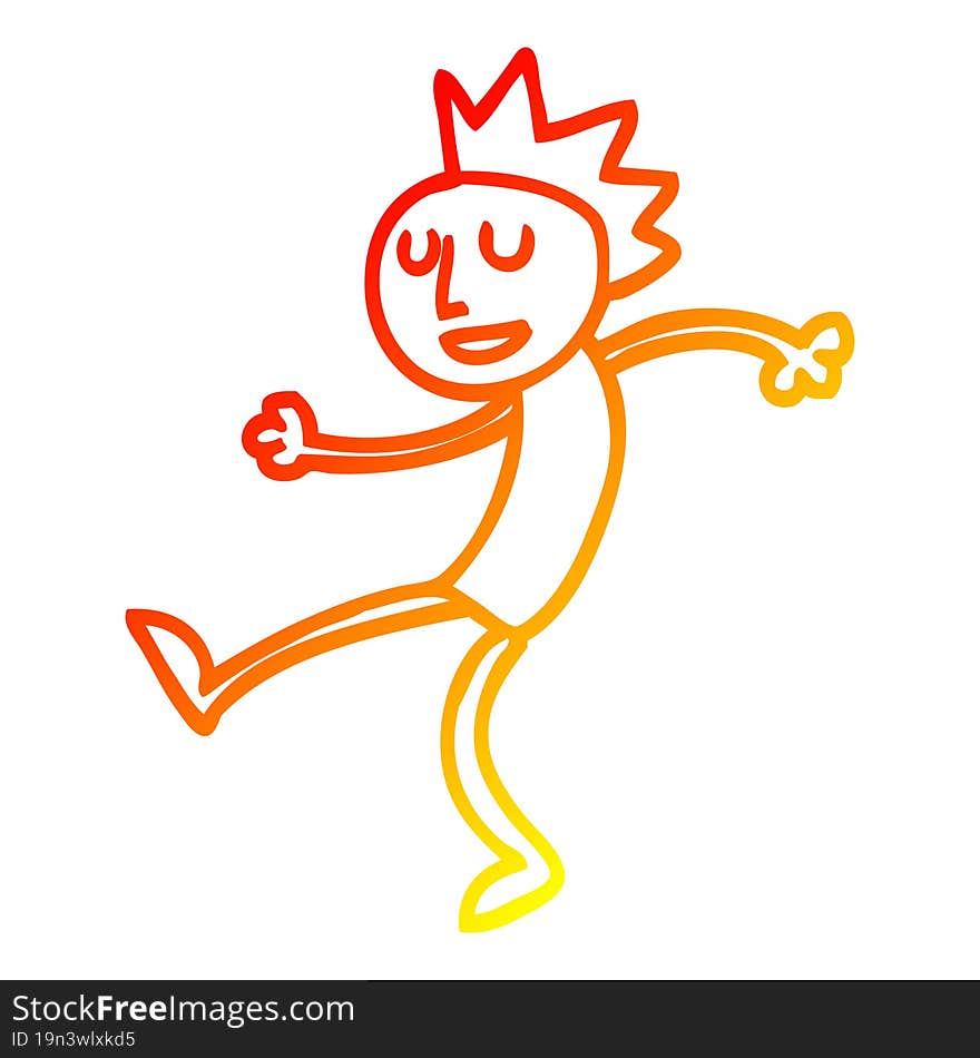 warm gradient line drawing of a cartoon dancing man