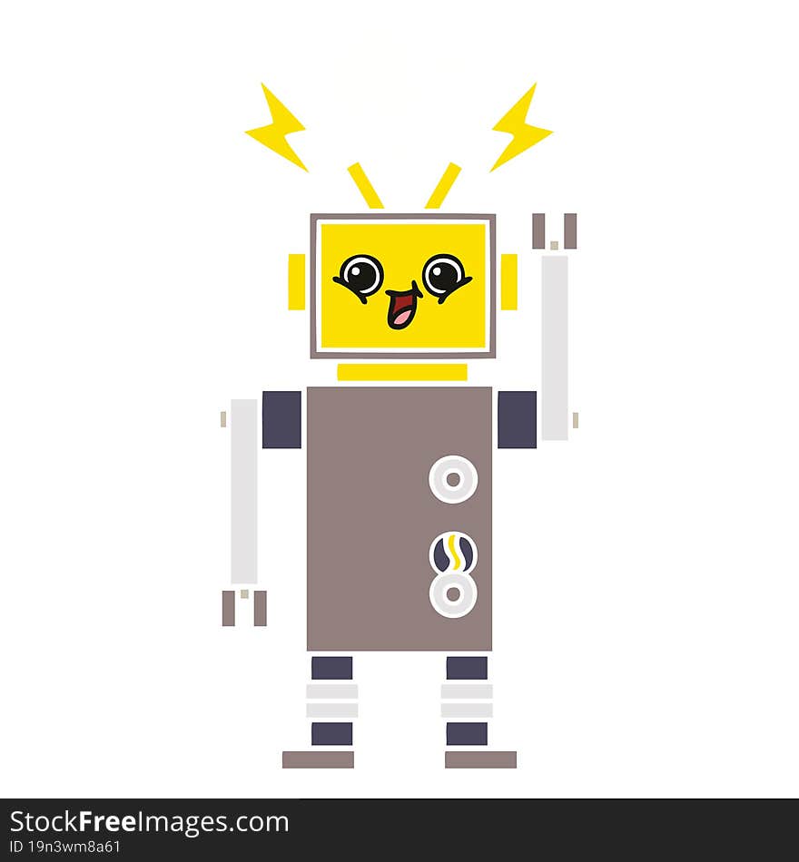 Flat Color Retro Cartoon Robot