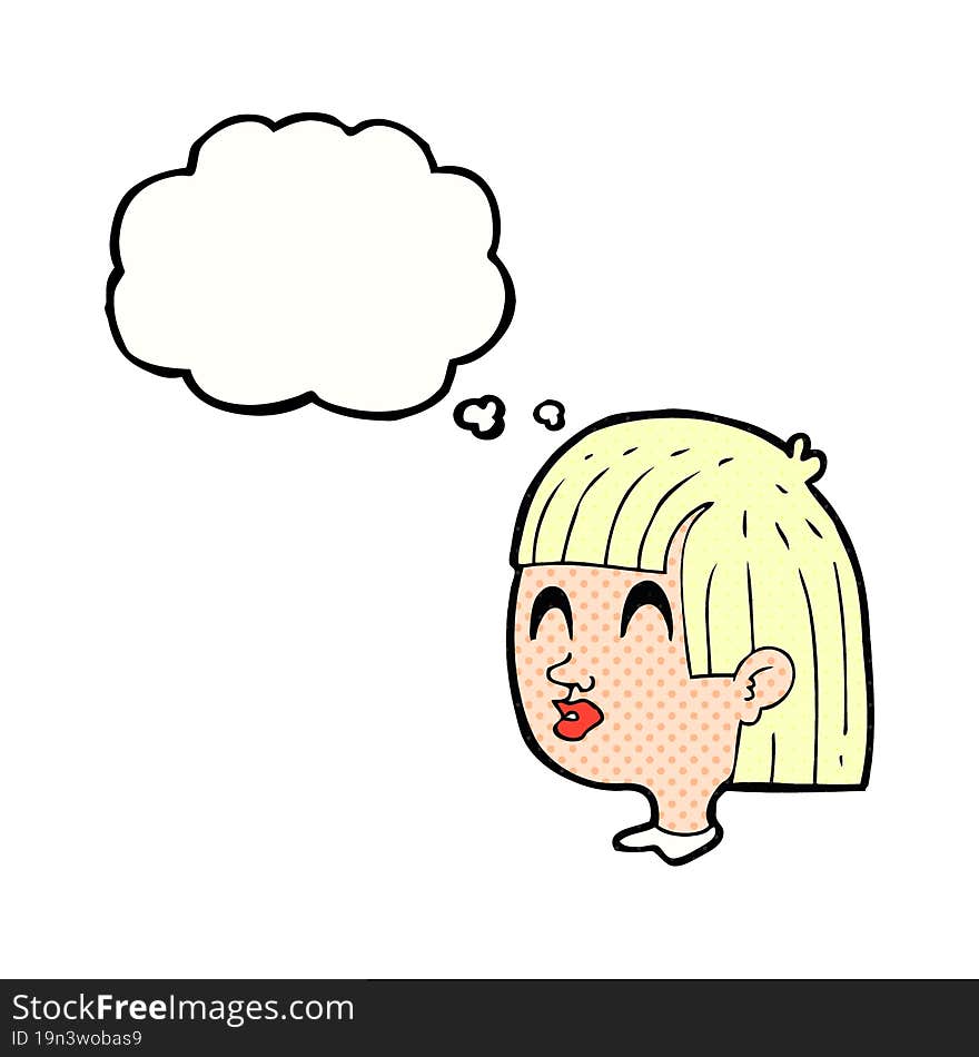 Thought Bubble Cartoon Female Face