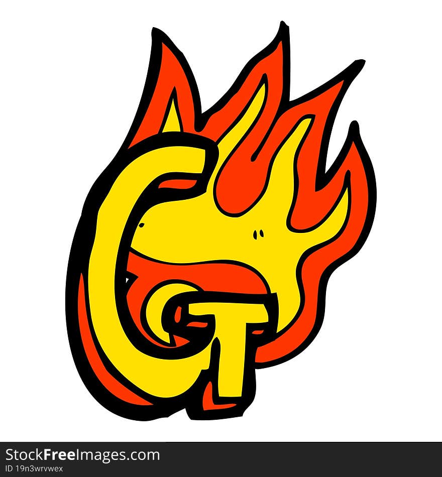 cartoon flaming letter