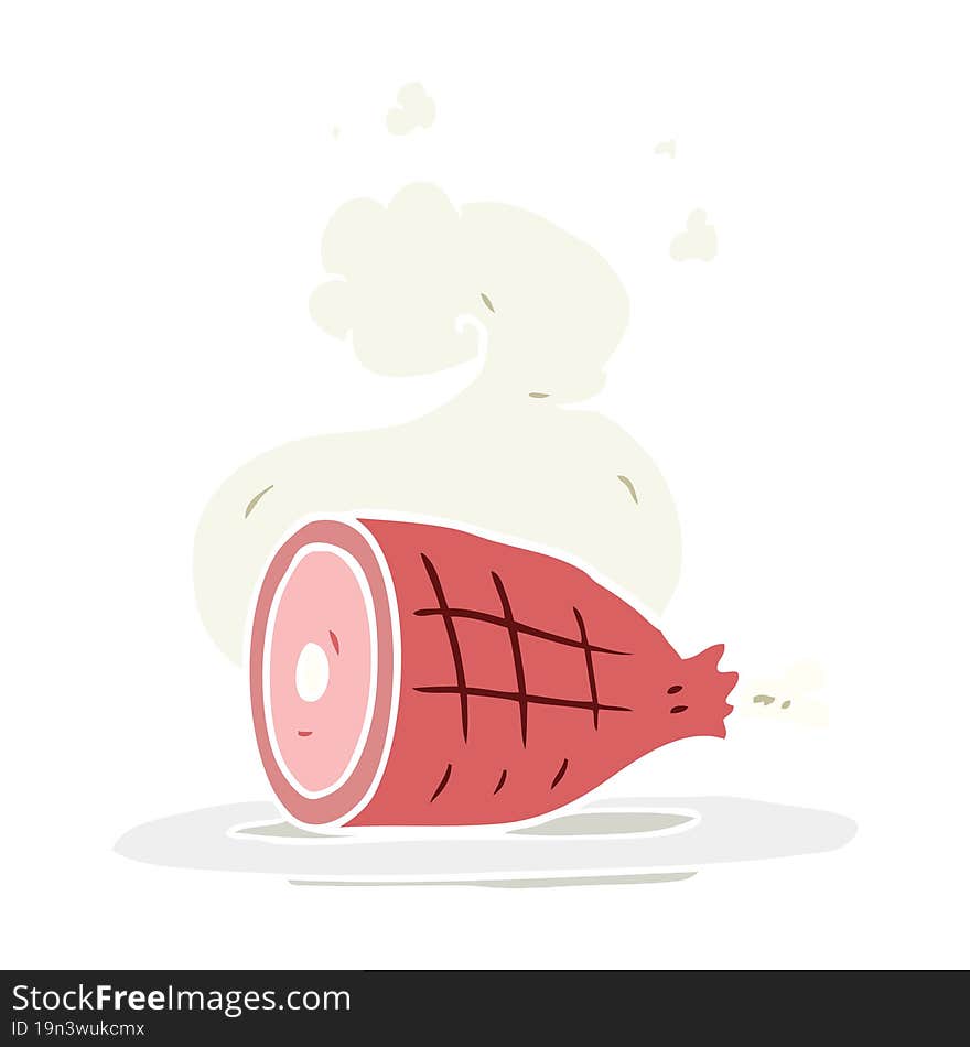 Flat Color Style Cartoon Cooked Meat