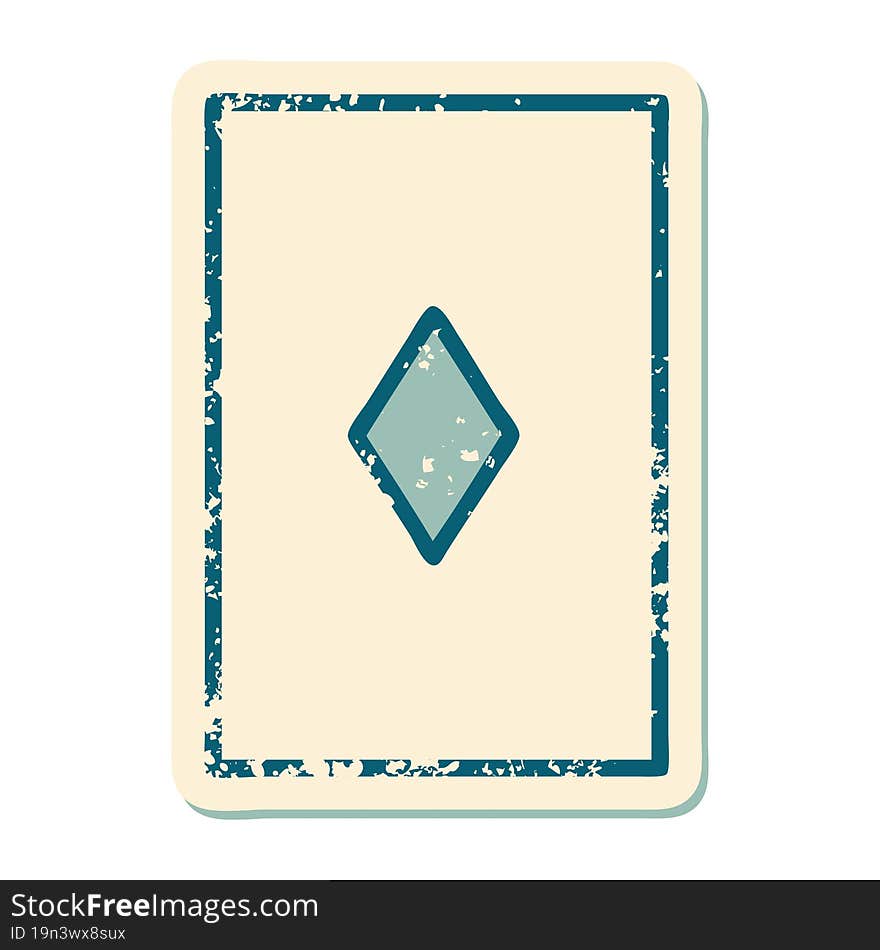 distressed sticker tattoo style icon of the ace of diamonds