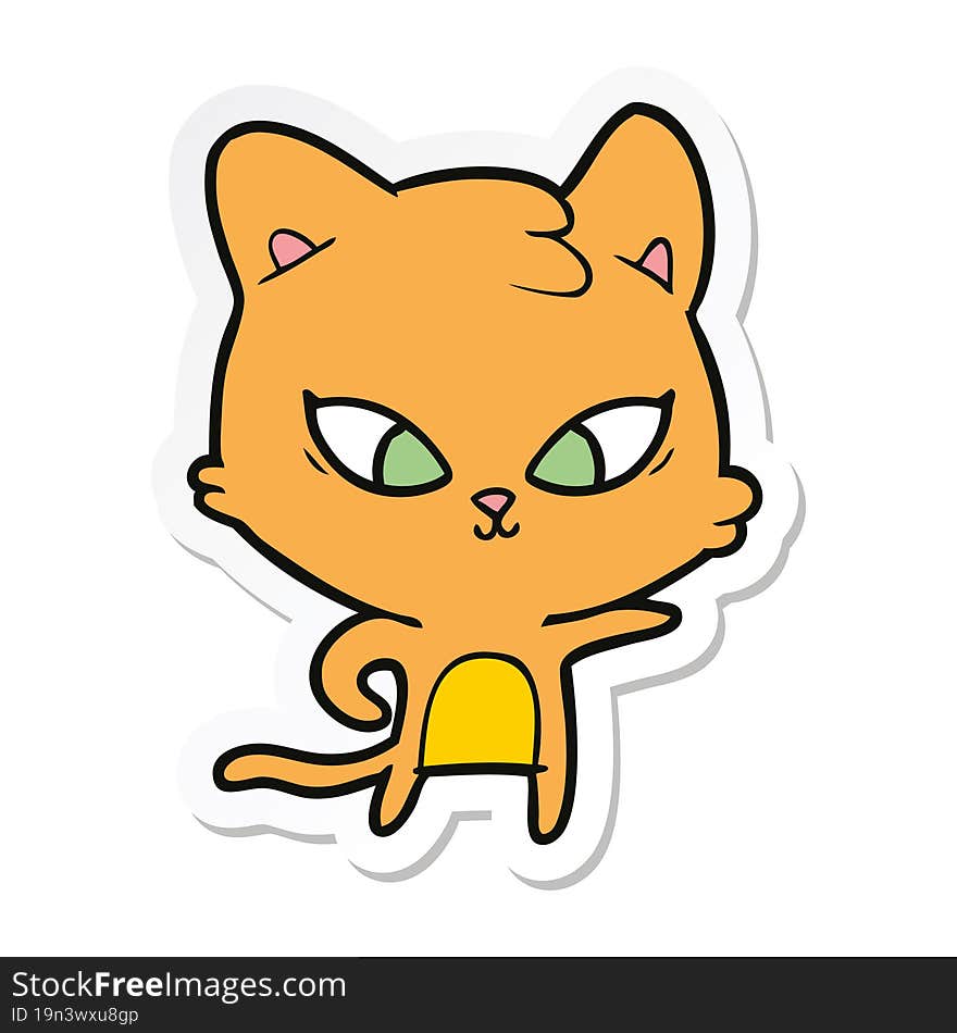 Sticker Of A Cute Cartoon Cat