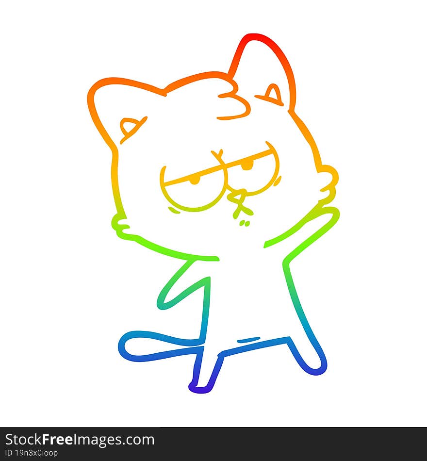 rainbow gradient line drawing bored cartoon cat