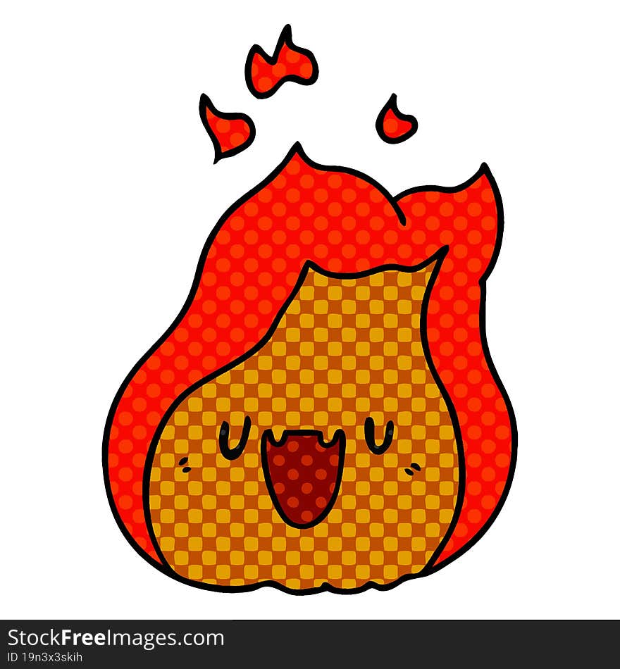 cartoon illustration kawaii cute fire flame. cartoon illustration kawaii cute fire flame