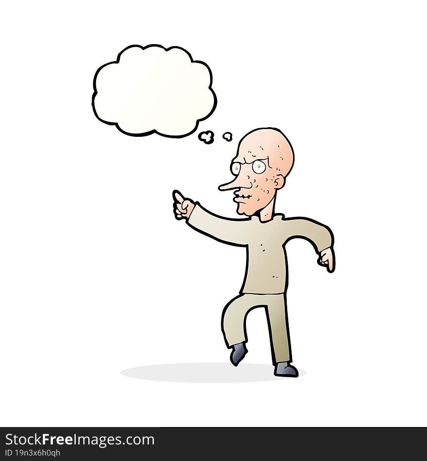 Cartoon Angry Old Man With Thought Bubble