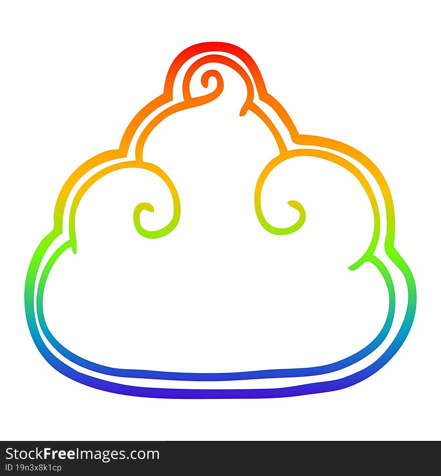 rainbow gradient line drawing cartoon cloud symbol