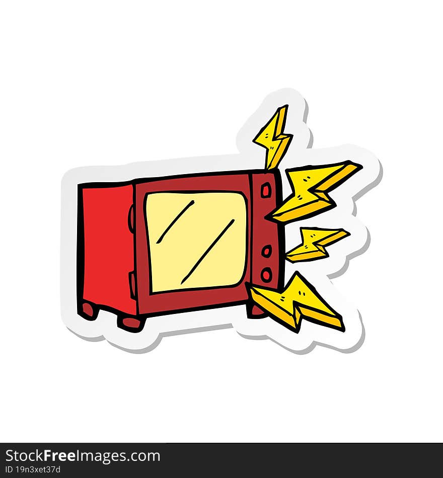 Sticker Of A Cartoon Microwave