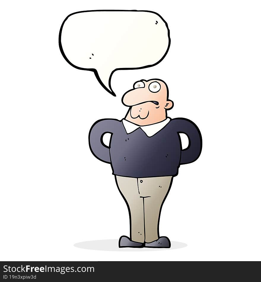 Cartoon Worried Man With Speech Bubble