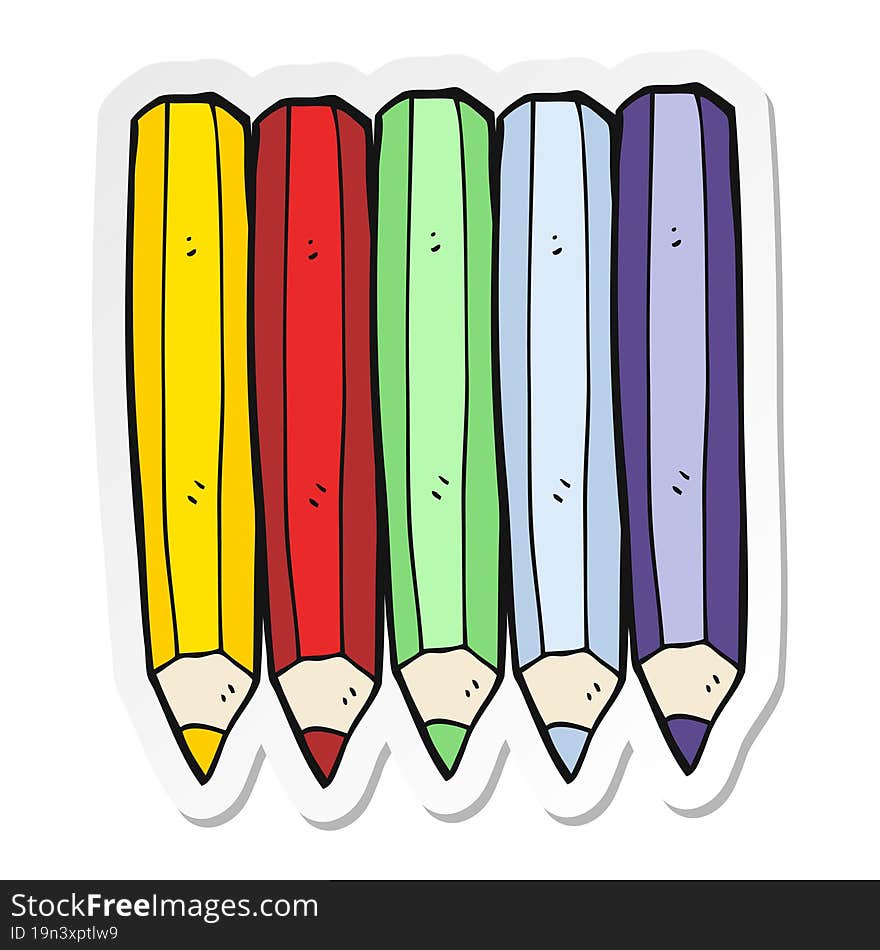 sticker of a cartoon color pencils