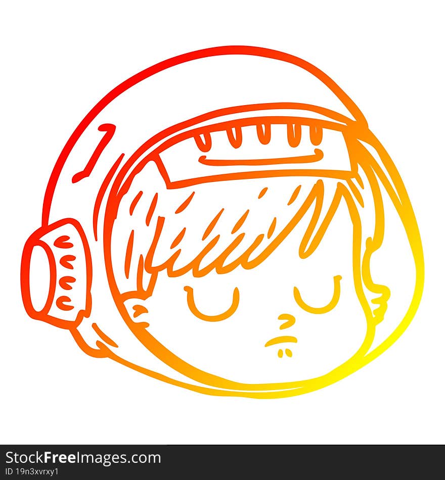 warm gradient line drawing cartoon astronaut face