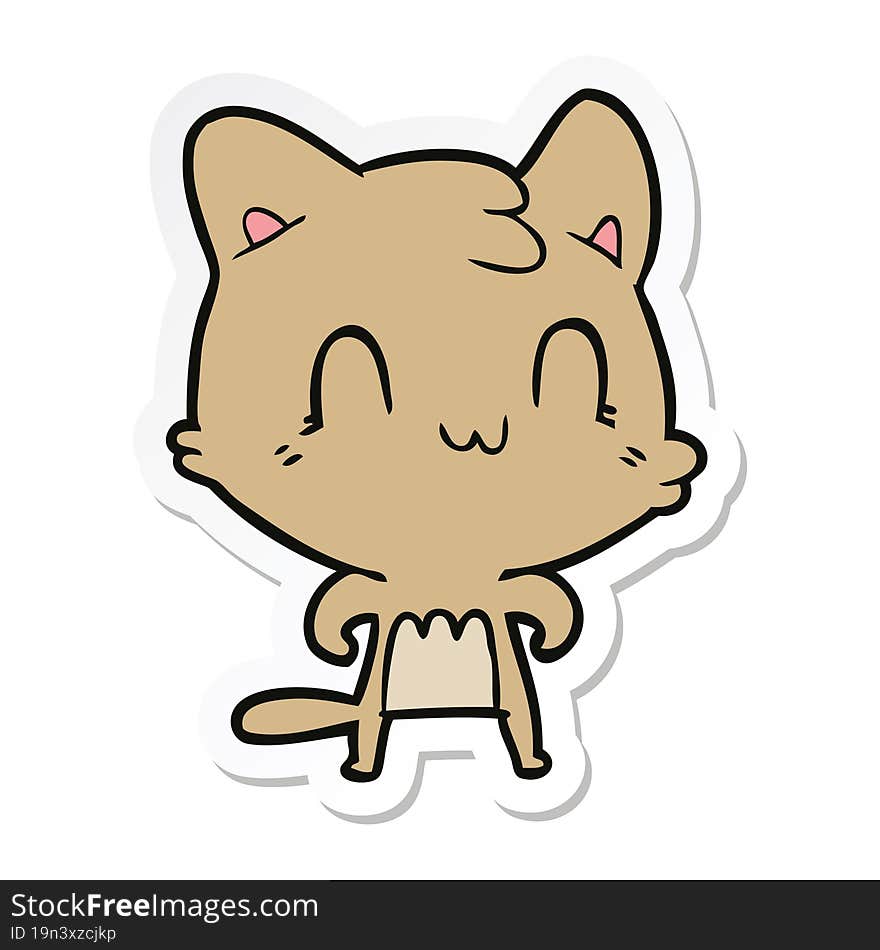 sticker of a cartoon happy cat