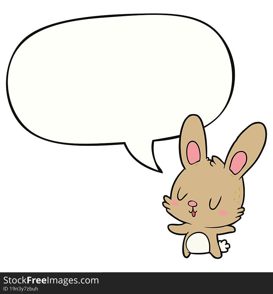 Cute Cartoon Rabbit And Speech Bubble