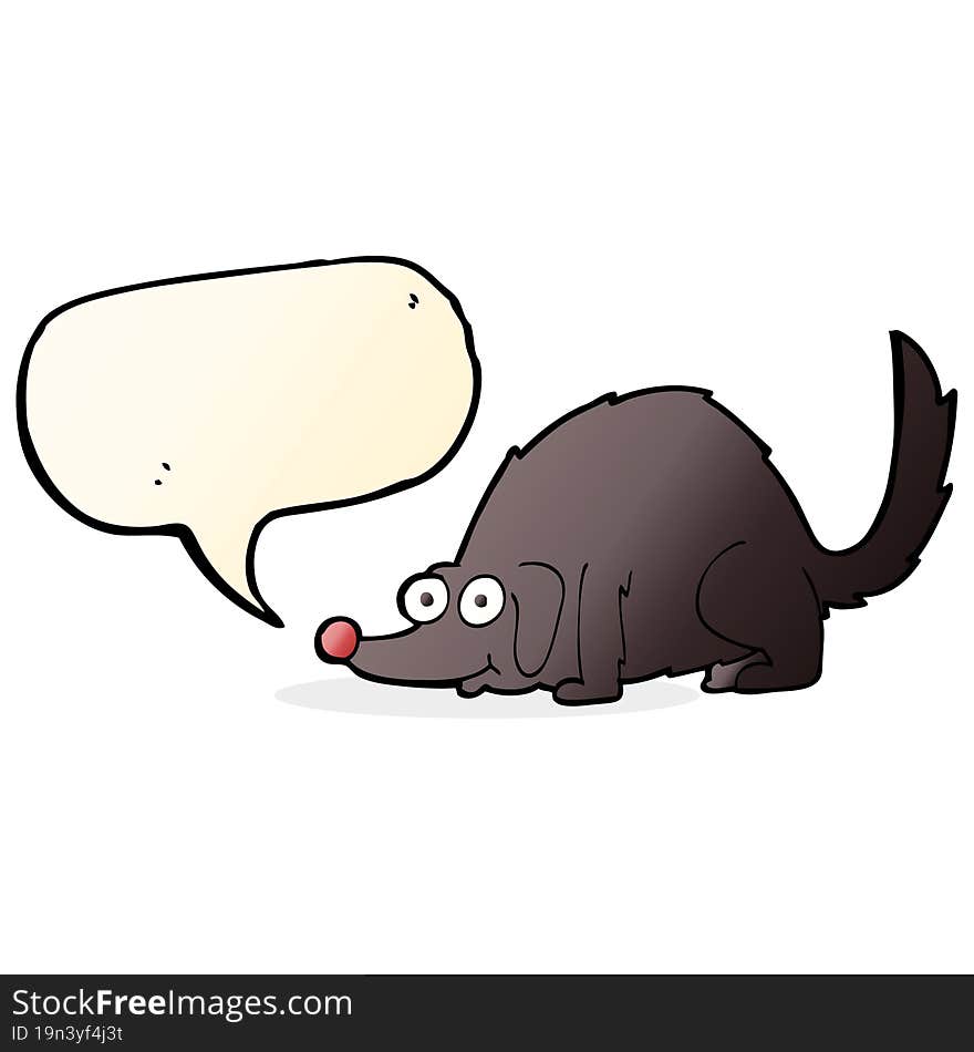 cartoon happy dog with speech bubble