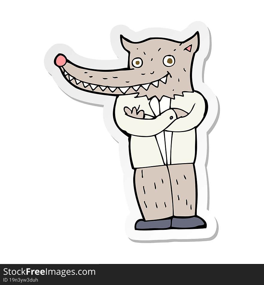 Sticker Of A Cartoon Wolf Man