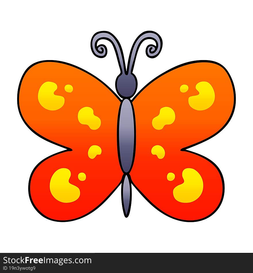 gradient shaded quirky cartoon butterfly. gradient shaded quirky cartoon butterfly