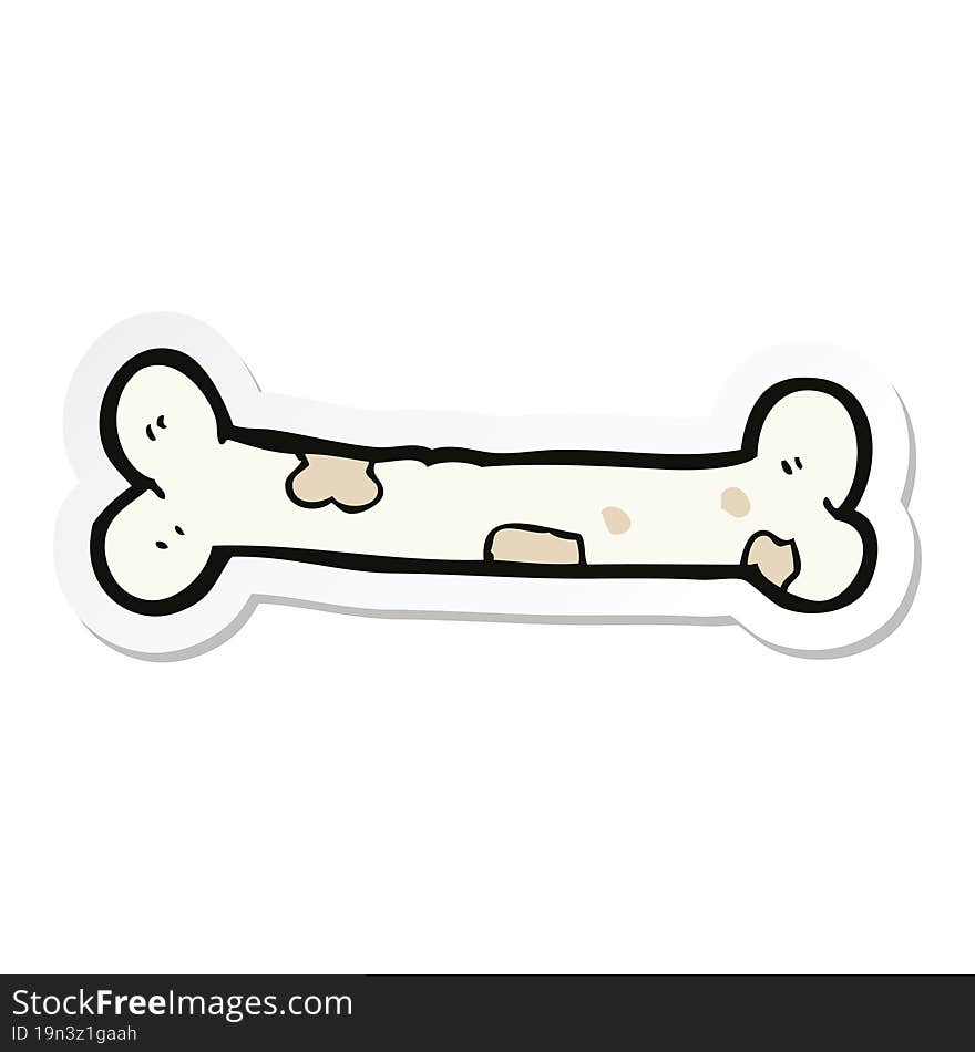 sticker of a cartoon bone