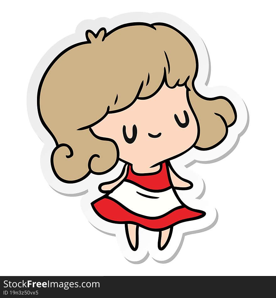 sticker cartoon illustration kawaii of cute girl. sticker cartoon illustration kawaii of cute girl