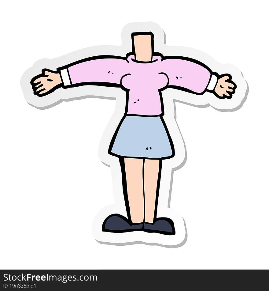 sticker of a cartoon female body