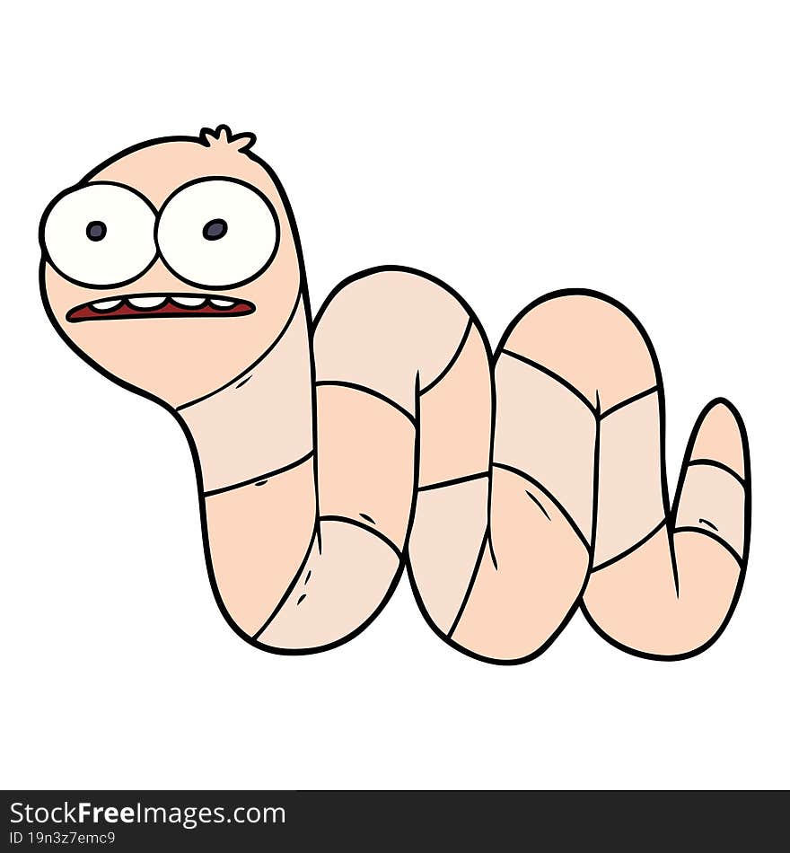 cartoon nervous worm. cartoon nervous worm