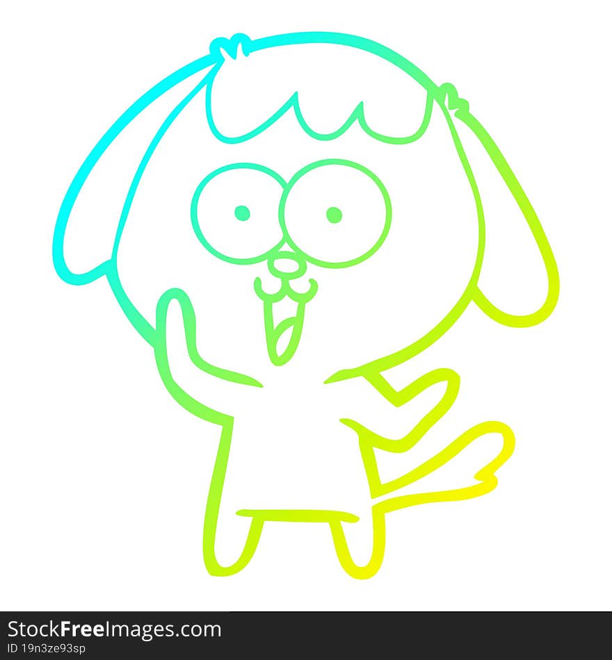 Cold Gradient Line Drawing Cute Cartoon Dog