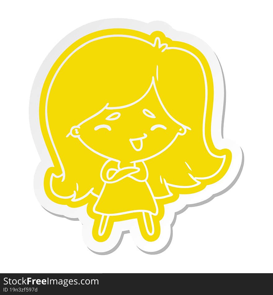 Cartoon Sticker Of A Cute Kawaii Girl