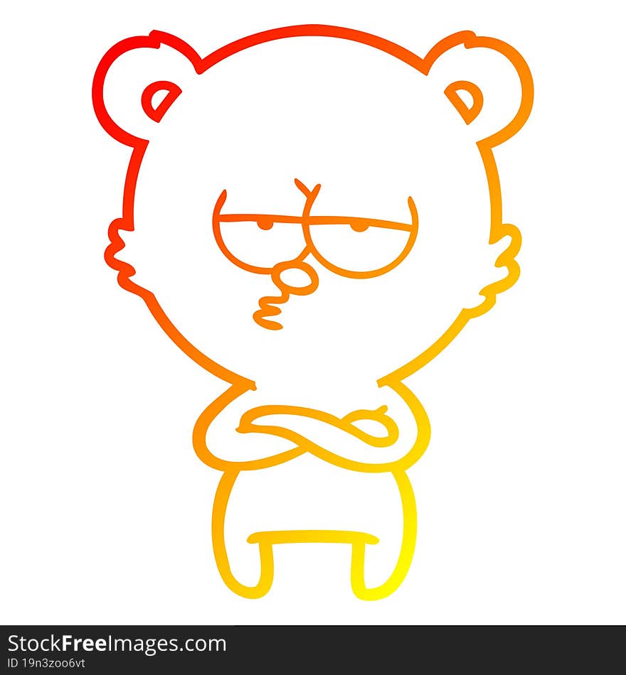 Warm Gradient Line Drawing Bored Bear Cartoon