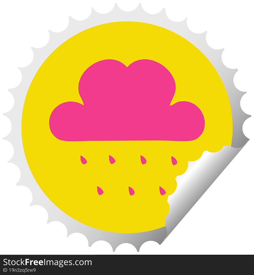 circular peeling sticker cartoon rain cloud