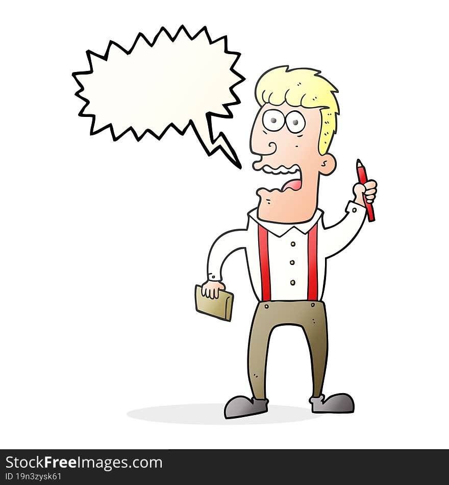 speech bubble cartoon stressed reporter