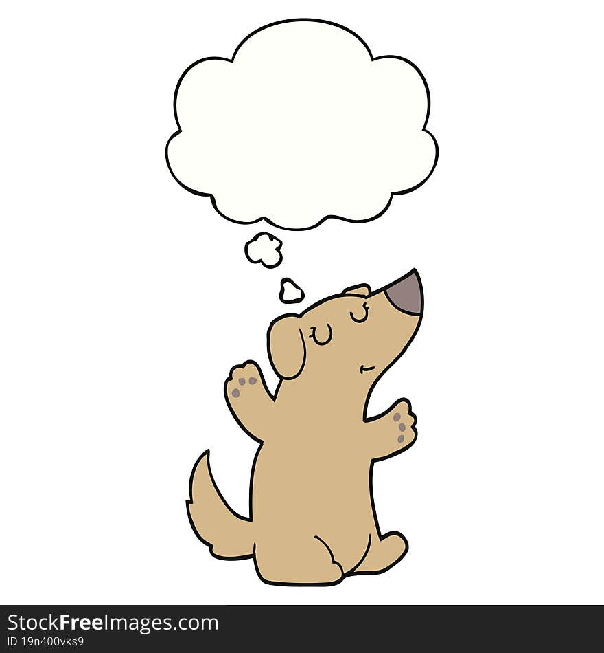 cartoon dog with thought bubble. cartoon dog with thought bubble