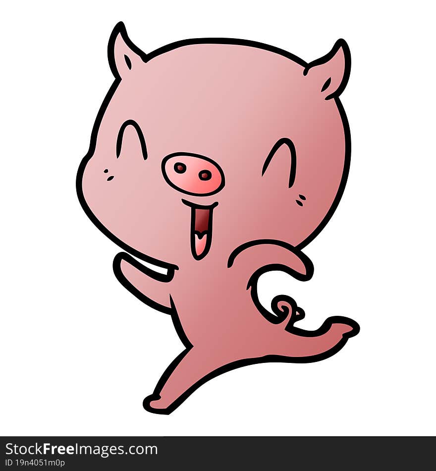 happy cartoon pig running. happy cartoon pig running