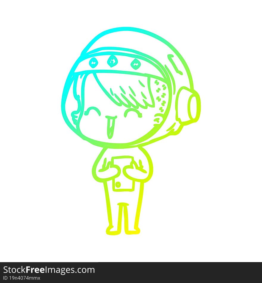 cold gradient line drawing happy cartoon space girl