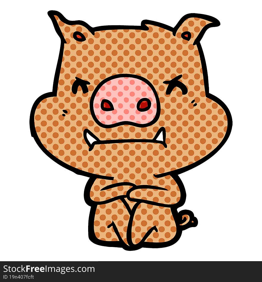 angry cartoon pig. angry cartoon pig