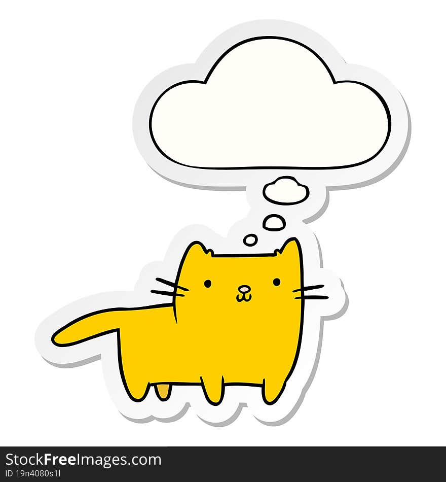 cartoon cat and thought bubble as a printed sticker