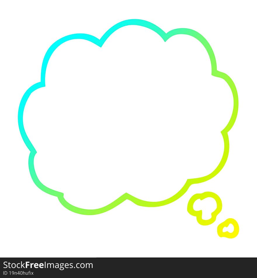 Cold Gradient Line Drawing Cartoon Thought Cloud