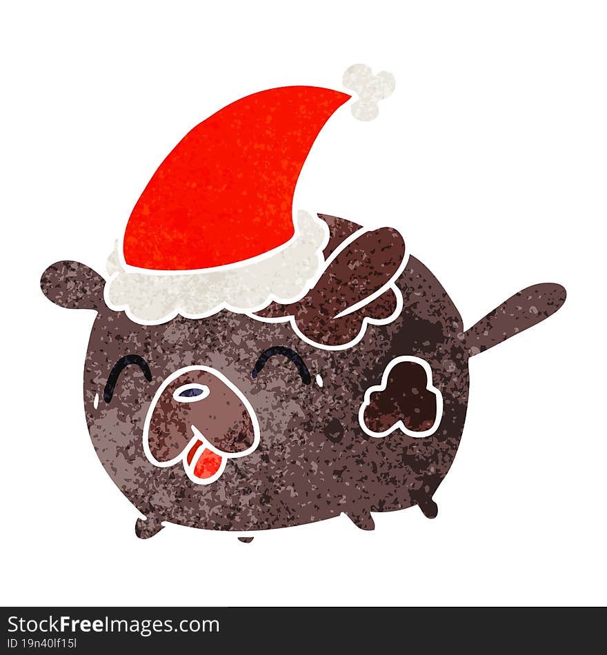 Christmas Retro Cartoon Of Kawaii Dog