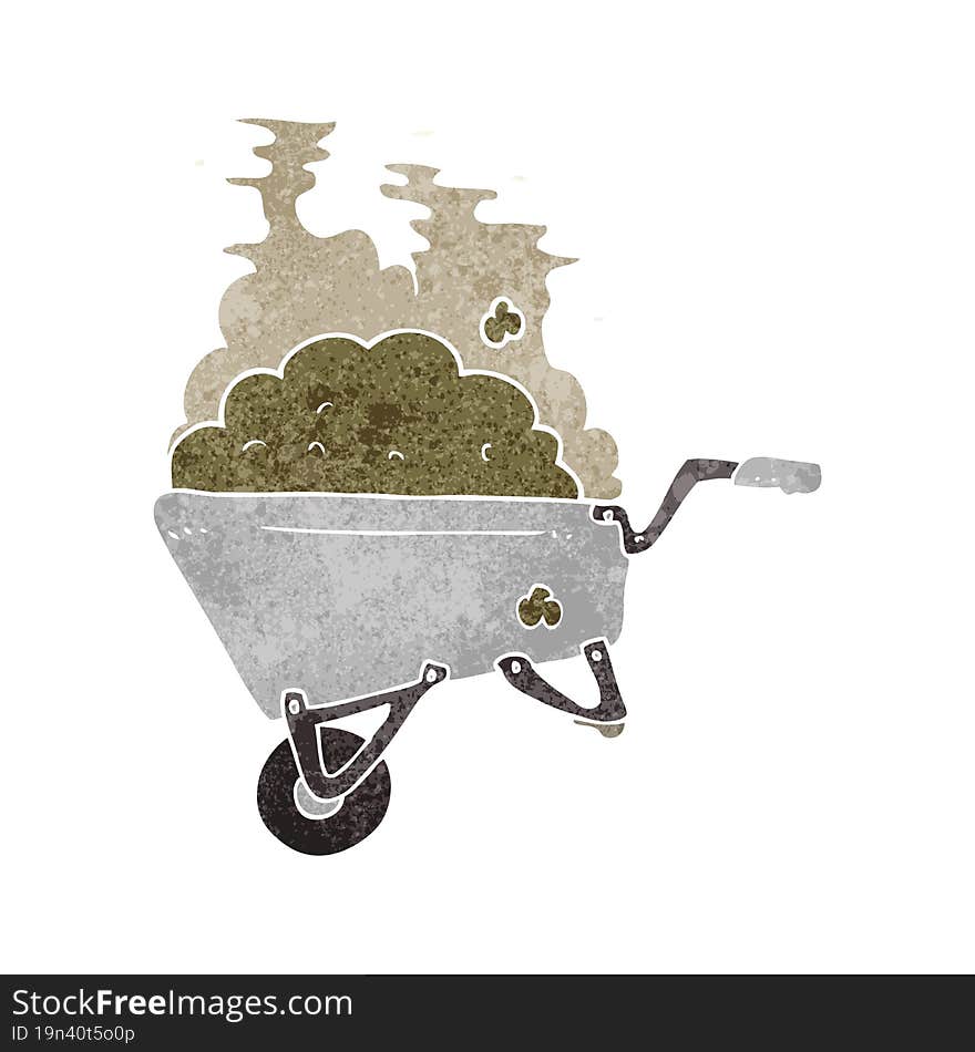 retro cartoon wheelbarrow full of dirt