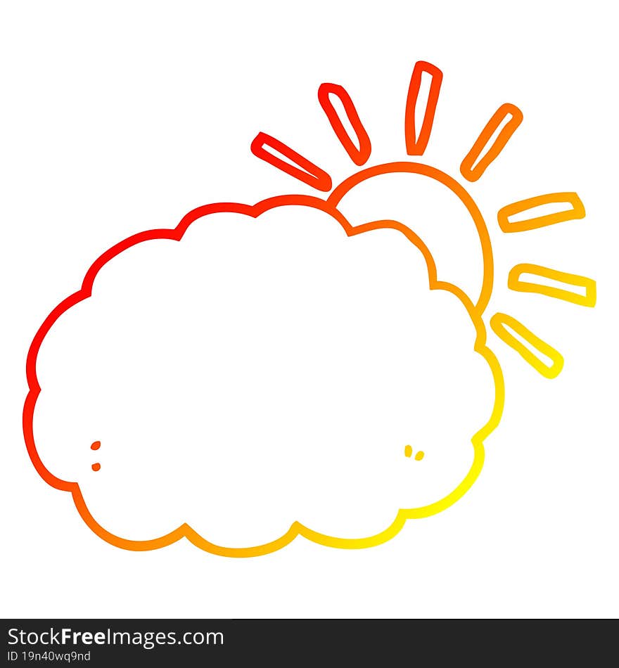 warm gradient line drawing of a cartoon sun and cloud symbol