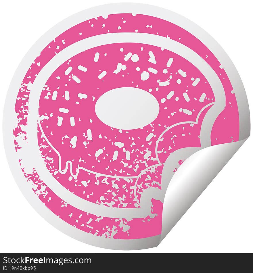 bitten frosted donut graphic distressed sticker