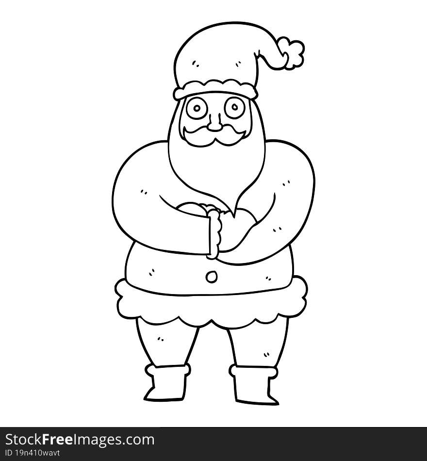 line drawing cartoon father christmas