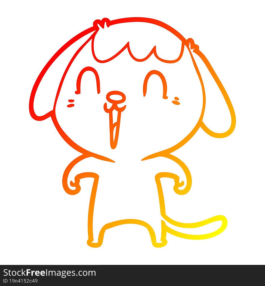 Warm Gradient Line Drawing Cute Cartoon Dog